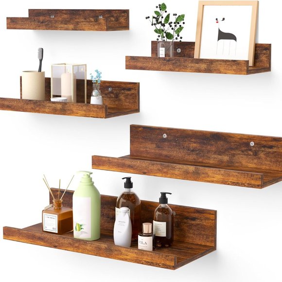 Home Floating Shelves for Wall Decor Storage, Wall Shelves Set of 5, Wall Mounte - Picture 8 of 8